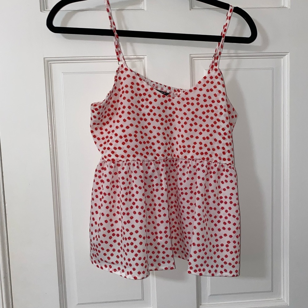 White with red flowers NEVER WORN